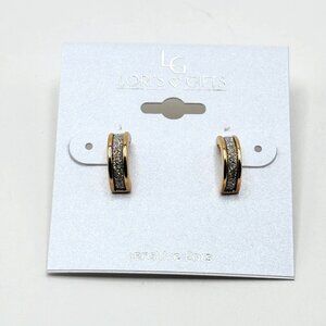 Lori’s Gifts Sensitive Ears Gold Tone Glitter Inlay Hoop Earrings Hypoallergenic